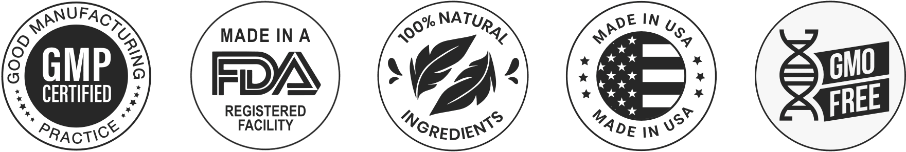Certifications: GMP, FDA, 100% Natural, Made in USA, GMO Free